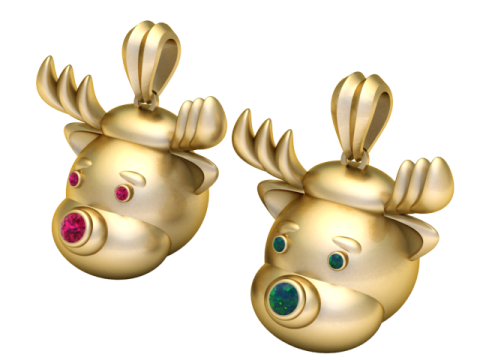 क्रिस्टल नाक रेनडियर पेंडेंट 3D प्रिंट मॉडल