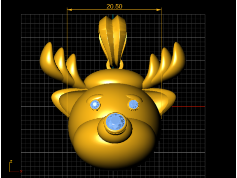 क्रिस्टल नाक रेनडियर पेंडेंट 3D प्रिंट मॉडल
