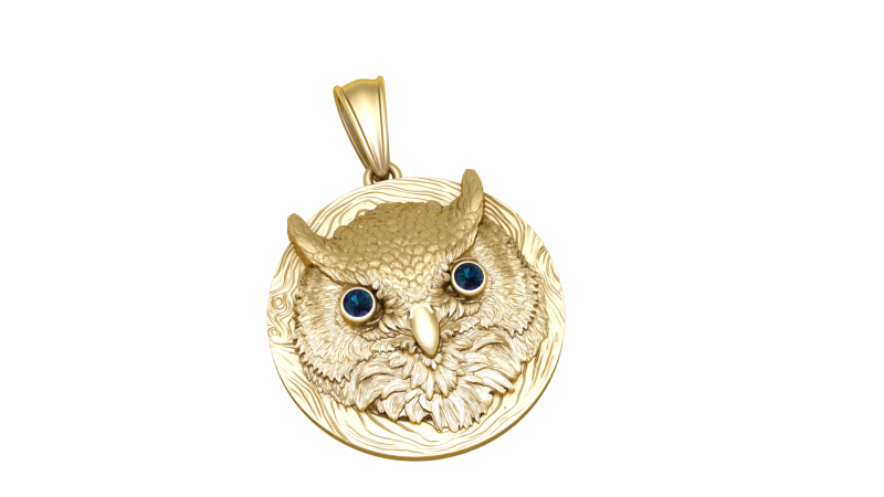 Majestic Owl Medallion Pendant 3D Print Model .c4d .max .obj .3ds .fbx .stl .blend 