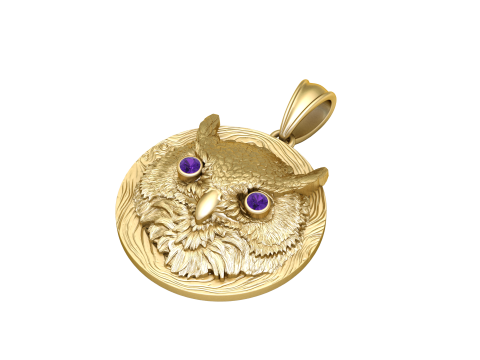 Majestic Owl Medallion Pendant 3D Print Model