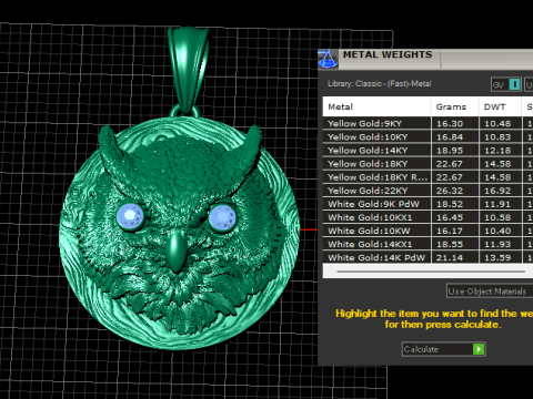 Majestic Owl Medallion Pendant 3D Print Model