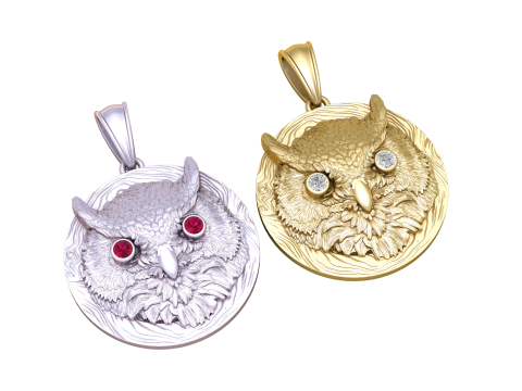 Majestic Owl Medallion Pendant 3D Print Model