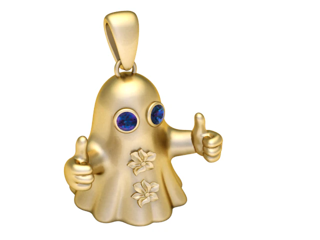 Thumbs-Up Ghost Pendant 3D Print Model .c4d .max .obj .3ds .fbx .stl .blend 
