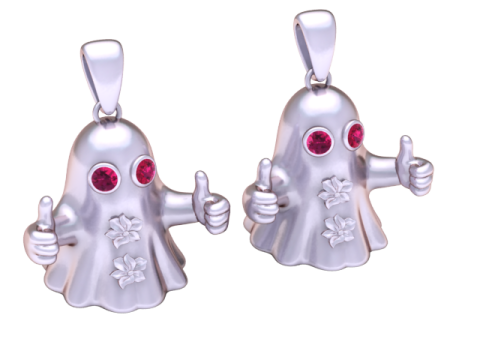 竖起大拇指幽灵吊坠 3D 打印模型