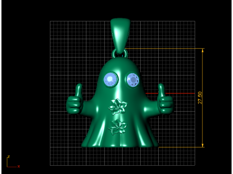 竖起大拇指幽灵吊坠 3D 打印模型