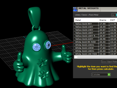 竖起大拇指幽灵吊坠 3D 打印模型