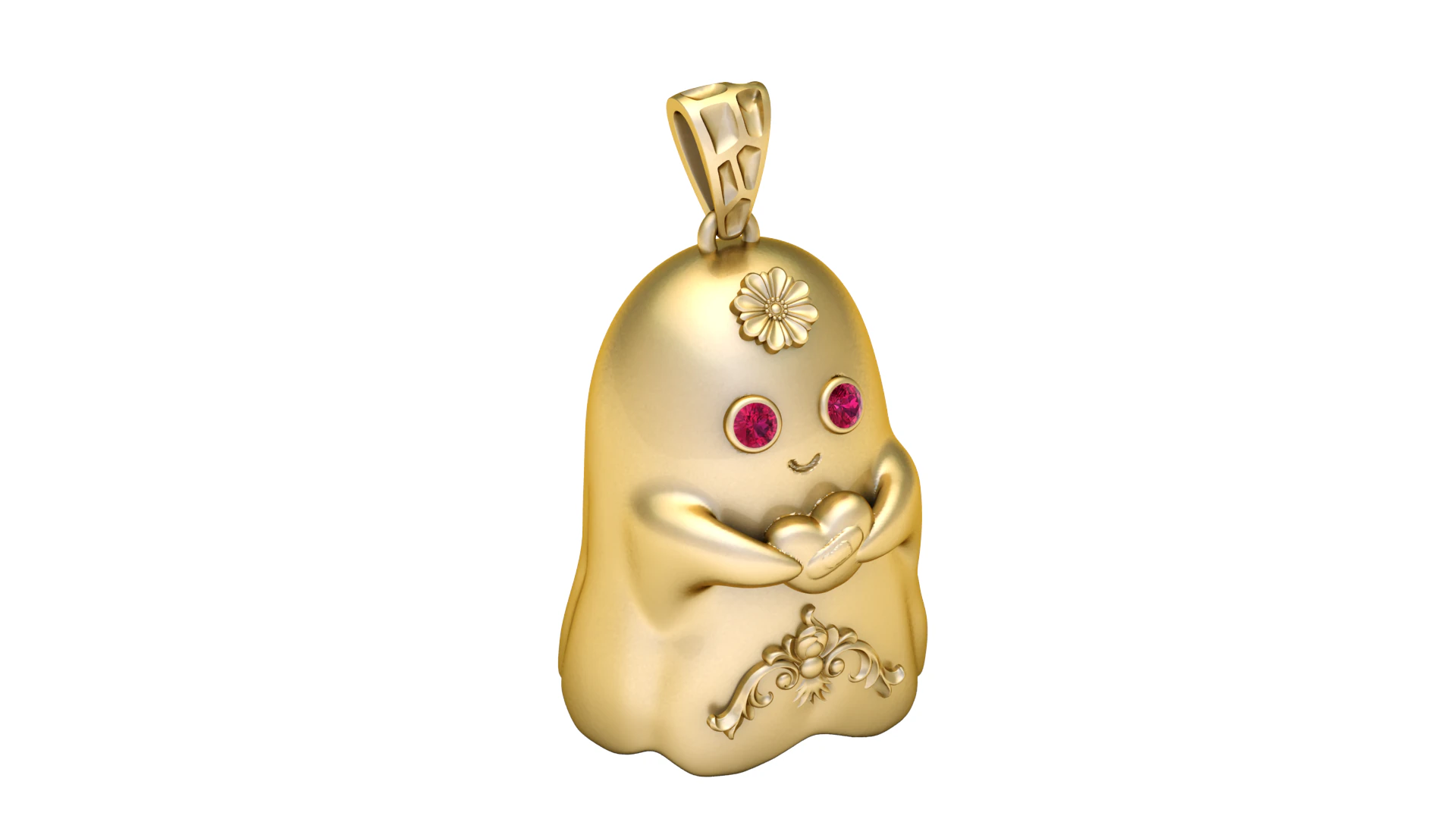 Sweet Heart Ghost Pendant 3D Printable Model 3D Print Model .c4d .max .obj .3ds .fbx .stl .blend 
