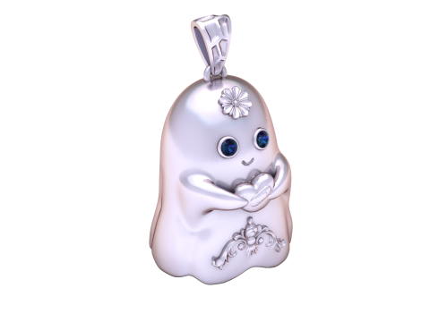 स्वीट हार्ट घोस्ट पेंडेंट 3डी प्रिंट करने योग्य मॉडल 3D प्रिंट मॉडल