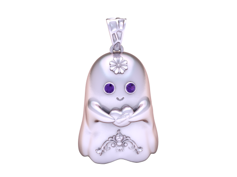 स्वीट हार्ट घोस्ट पेंडेंट 3डी प्रिंट करने योग्य मॉडल 3D प्रिंट मॉडल