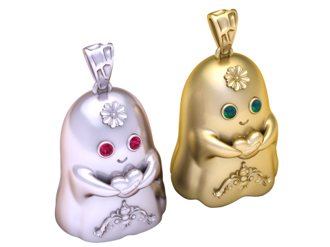 स्वीट हार्ट घोस्ट पेंडेंट 3डी प्रिंट करने योग्य मॉडल 3D प्रिंट मॉडल