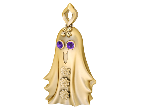 Blooming Ghost Charm Pendant 3D Printable Model 3D Print Model