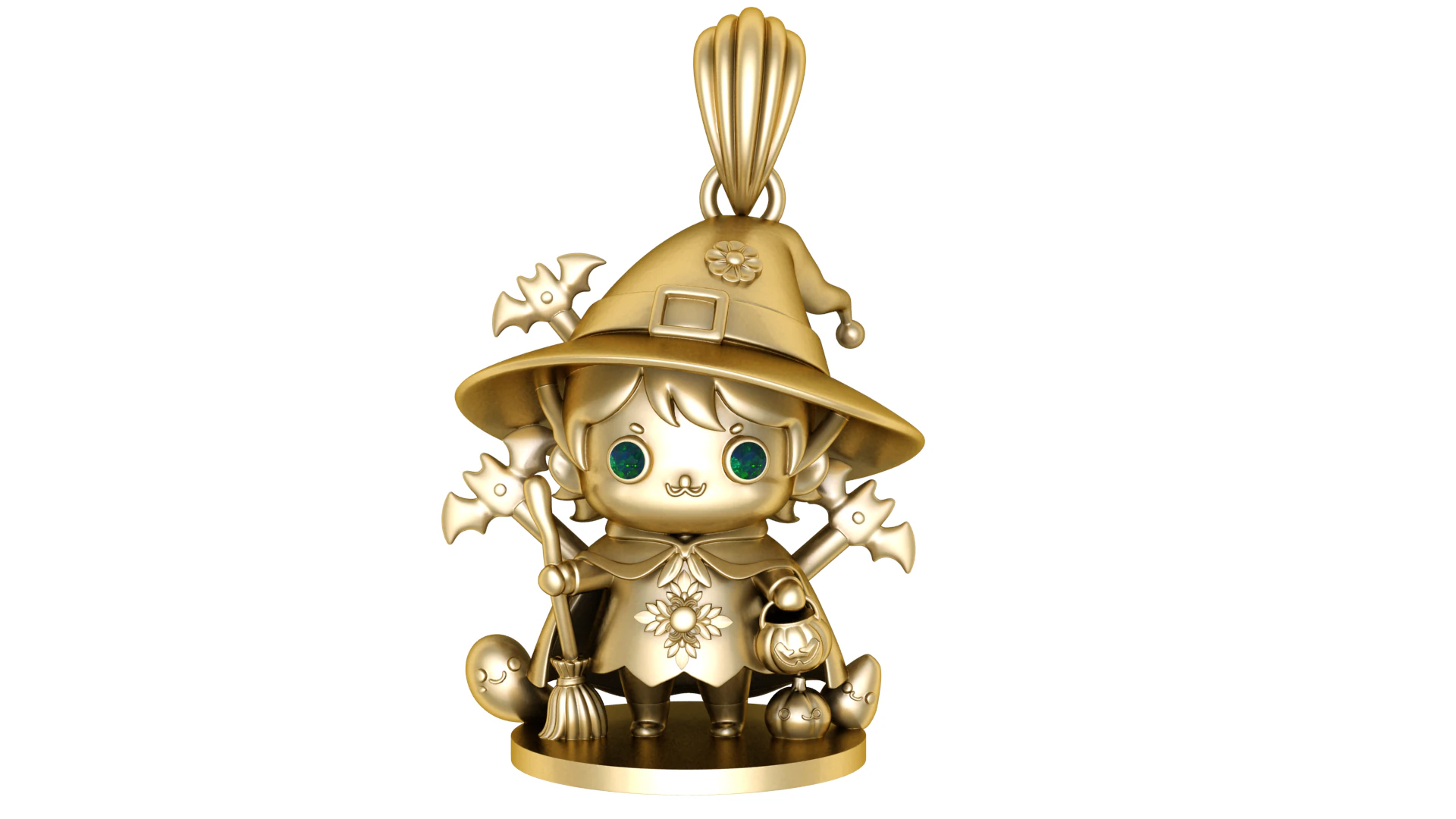 Little Witch Charm Pendant 3D Printable Model 3D Print Model .c4d .max .obj .3ds .fbx .stl .blend 