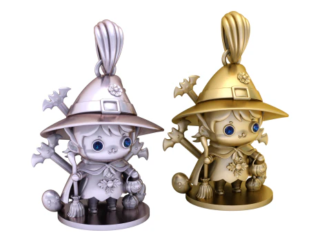 Little Witch Charm Pendant 3D Printable Model 3D Print Model