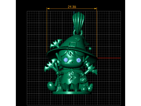 Little Witch Charm Pendant 3D Printable Model 3D Print Model