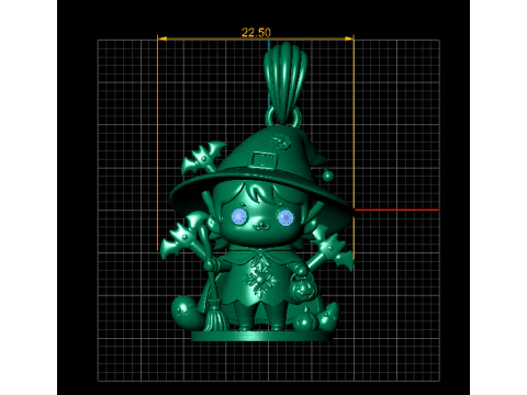 Little Witch Charm Pendant 3D Printable Model 3D Print Model