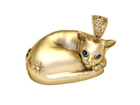 Sleeping Royal Cat Pendant 3D Printable Model 3D Print Model