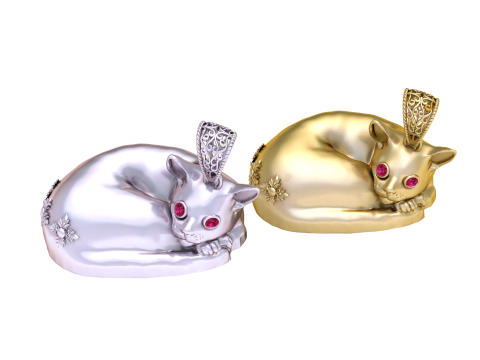 眠っているロイヤル キャット ペンダント 3D 印刷可能モデル 3Dプリントモデル