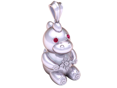 Cute Golden Hippo Pendant 3D Print Model