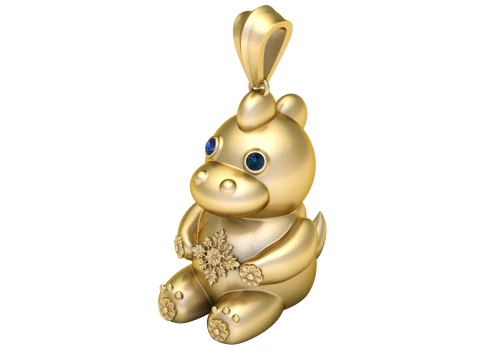 Cute Golden Hippo Pendant 3D Print Model