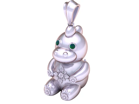 Cute Golden Hippo Pendant 3D Print Model