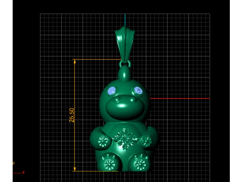 Cute Golden Hippo Pendant 3D Print Model