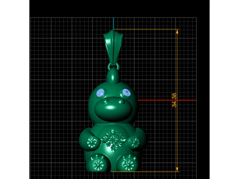 Cute Golden Hippo Pendant 3D Print Model