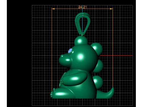 Cute Golden Hippo Pendant 3D Print Model