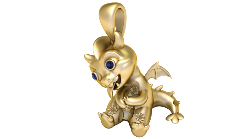 Милый кулон-дракончик 3D Принт Модель .c4d .max .obj .3ds .fbx .stl .blend 