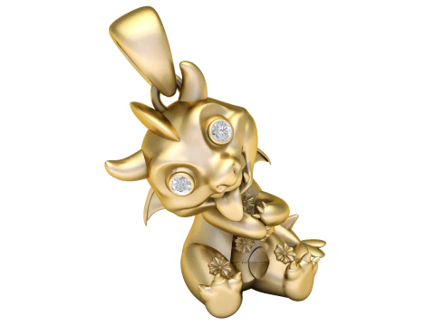 Cute Baby Dragon Pendant 3D Print Model