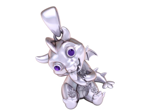 Cute Baby Dragon Pendant 3D Print Model