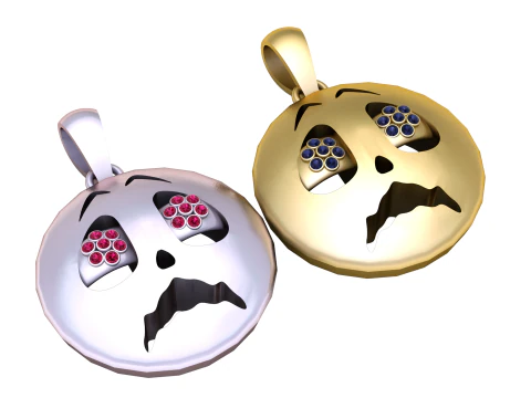 Sad Emoji Pendant 3D Print Model