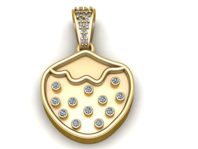 Diamond Drop Heart Pendant 3D Print Model .c4d .max .obj .3ds .fbx .stl .blend 