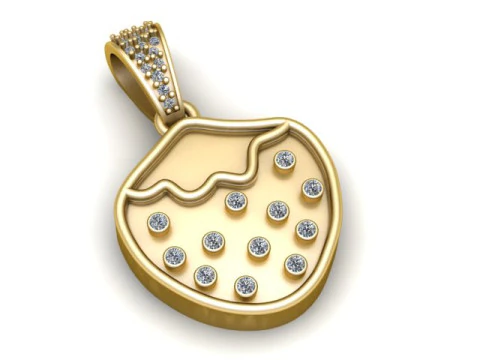 Diamond Drop Heart Pendant 3D Print Model