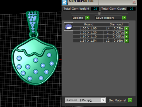 डायमंड ड्रॉप हार्ट पेंडेंट 3D प्रिंट मॉडल