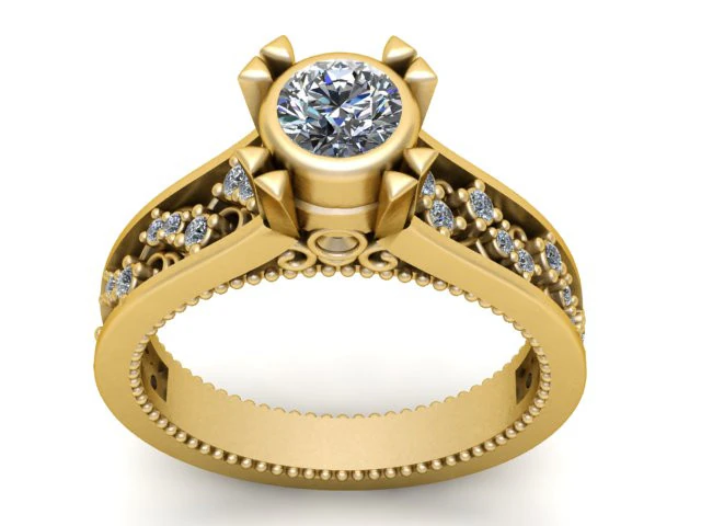 Royal Crown Engagement Ring 3D Print Model .c4d .max .obj .3ds .fbx .stl .blend