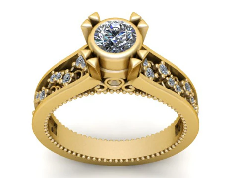 Royal Crown Engagement Ring 3D Print Model