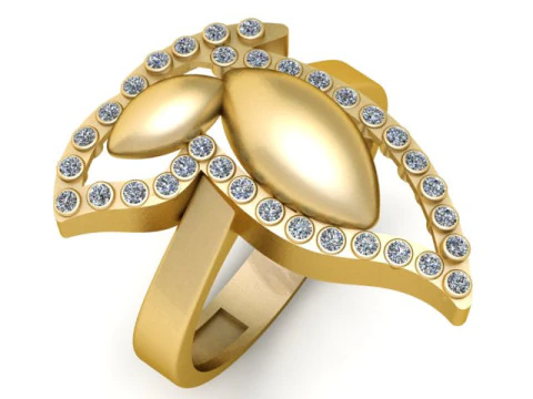 Leaf Swirl Statement Ring 3D Print Model