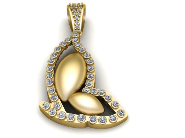 Leaf Swirl Elegant Pendant 3D Print Model .c4d .max .obj .3ds .fbx .stl .blend