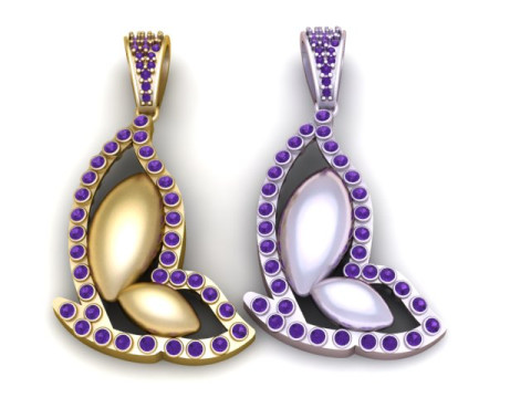 Pendentif élégant tourbillon de feuilles Modèles 3D en vedette