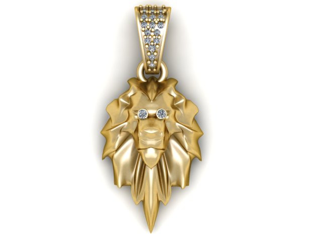 Majestatyczny wisiorek z głową lwa Model do druku 3D .c4d .max .obj .3ds .fbx .stl .blend 