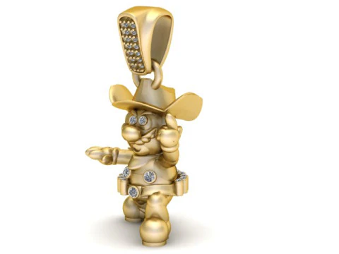 Cowboy Hero Character Pendant 3D Print Model