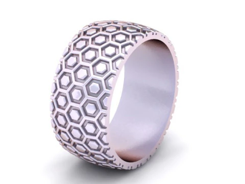 Geometric Hex Pattern Band 3D Print Model