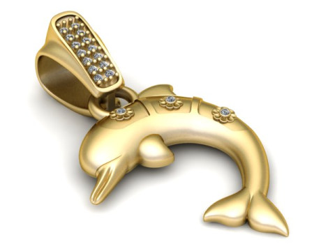 Кулон «Кривая дельфина» с бриллиантами 3D Принт Модель