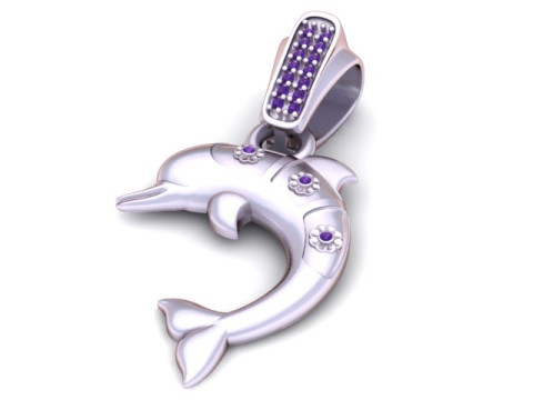 Кулон «Кривая дельфина» с бриллиантами 3D Принт Модель