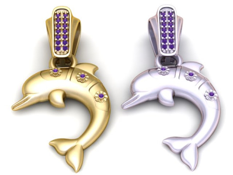 Кулон «Кривая дельфина» с бриллиантами 3D Принт Модель