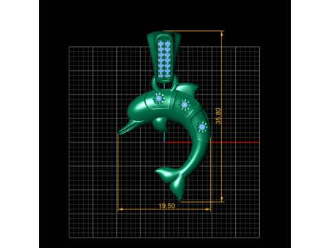 Кулон «Кривая дельфина» с бриллиантами 3D Принт Модель