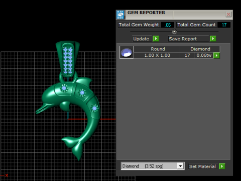 Кулон «Кривая дельфина» с бриллиантами 3D Принт Модель