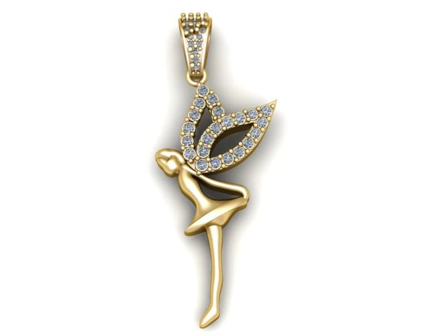 Diamond Fairy Silhouette Pendant 3D Print Model .c4d .max .obj .3ds .fbx .stl .blend 