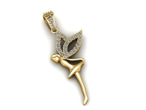 Diamond Fairy Silhouette Pendant 3D Print Model