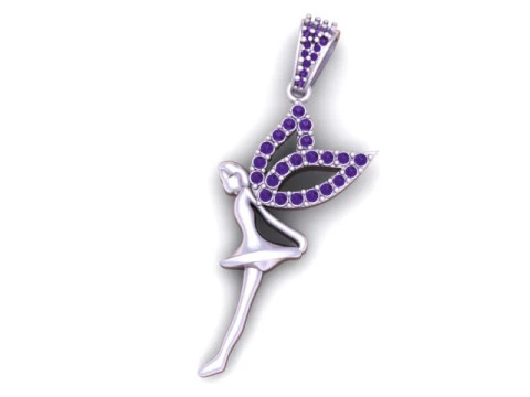 Diamond Fairy Silhouette Pendant 3D Print Model